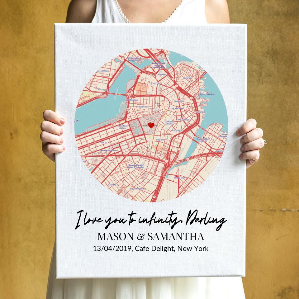 Personalized Map Canvas For Your Favorite Place & Moment