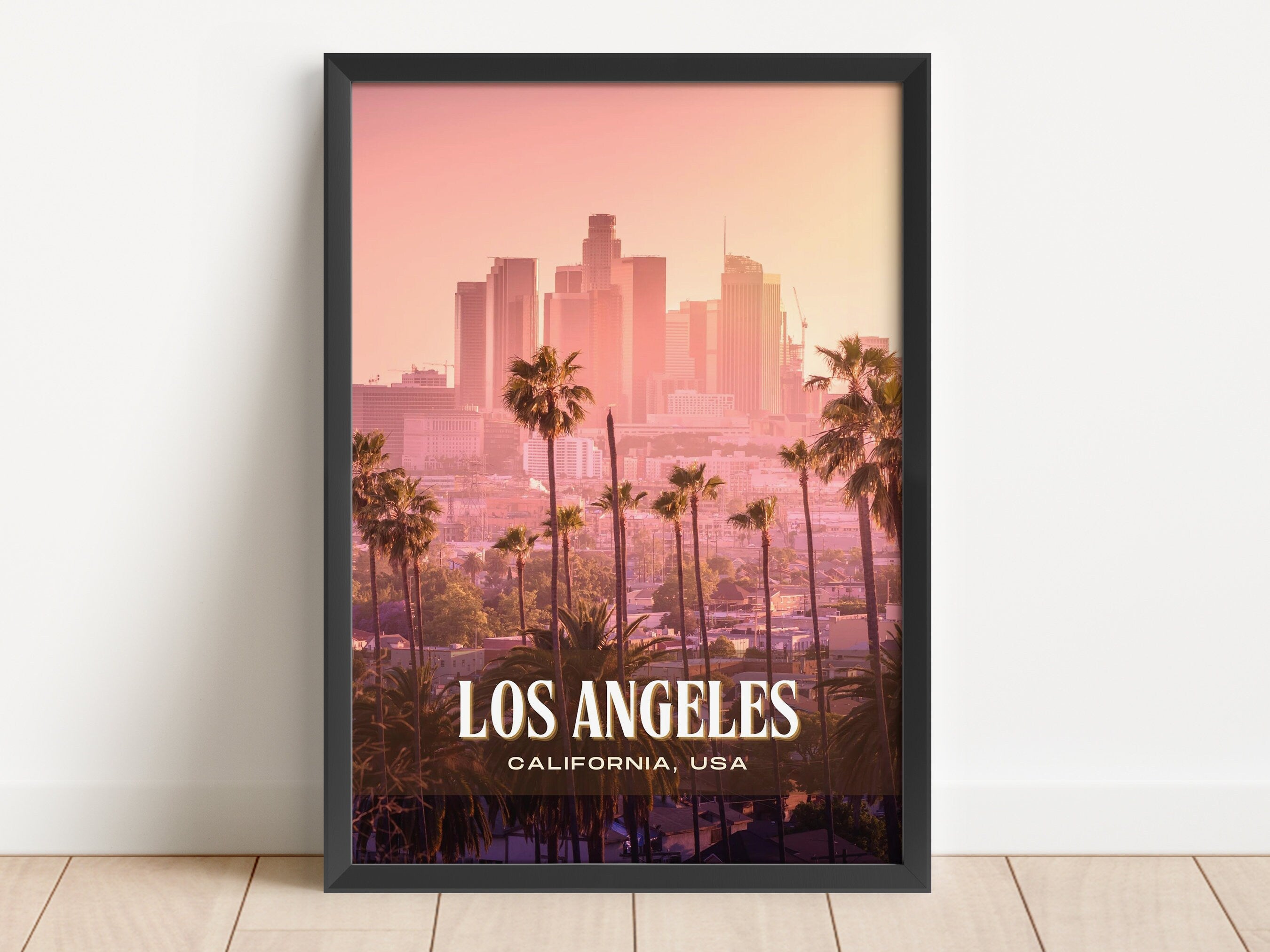 Los Angeles Retro Wall Art, Los Angeles Canvas, Los Angeles Framed Poster, Los Angeles Photo