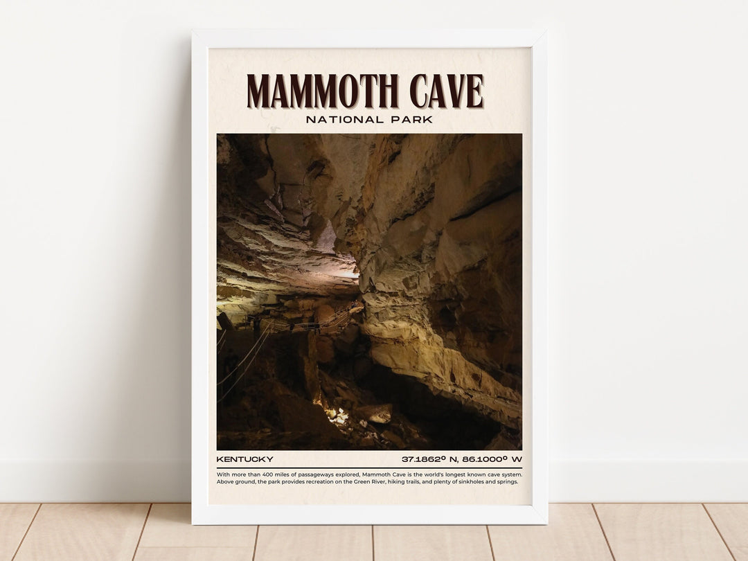 Mammoth Cave exploration, underground marvels, travel poster print, Mammoth Cave art, Surface trails, Mammoth Cave National Park, city color palette, Mammoth Cave painting, kayak adventure, Mammoth Cave photo
