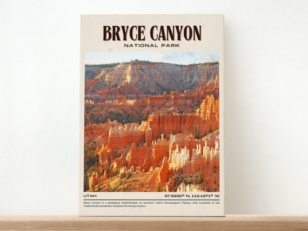 Hoodoos, Bryce Canyon hiking, travel poster print, Bryce Canyon art, Sunrise at Sunrise Point, Bryce Canyon wall art, city color palette, Bryce Canyon photo, city art print, Bryce Amphitheater, geological formations