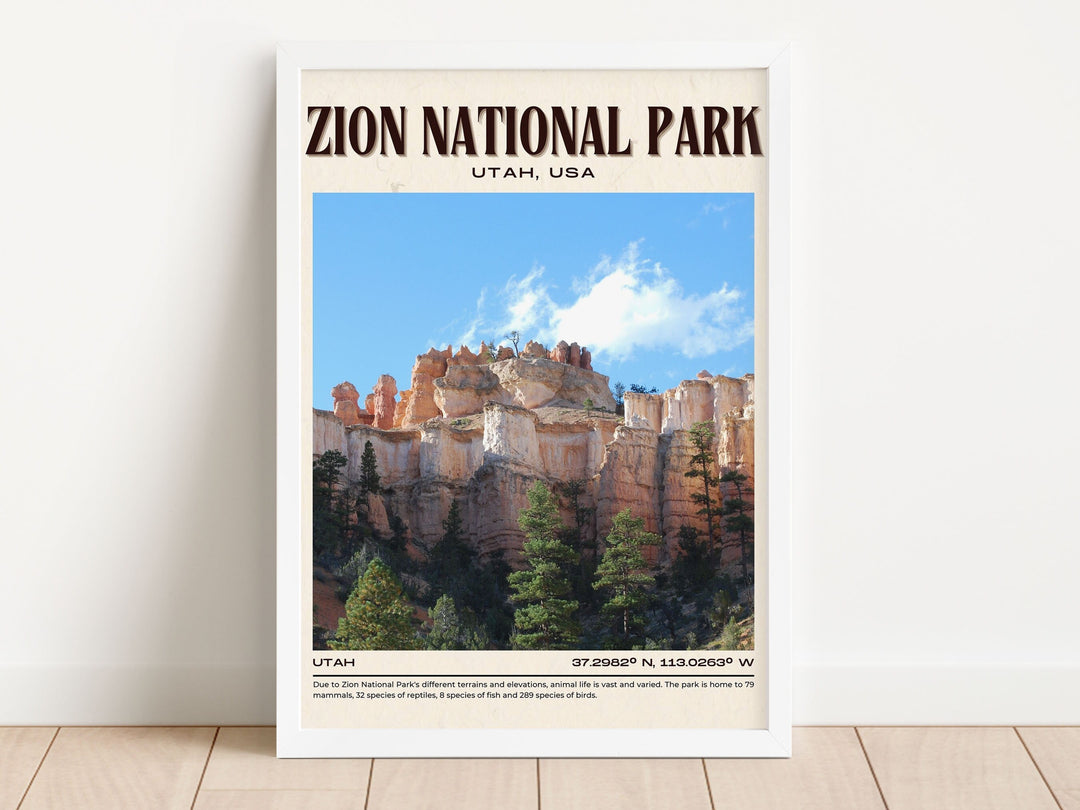 Zion Narrows, Virgin River, slot canyons, travel poster print, Zion art, Angels Landing, Zion Canyon, summit hike, Zion wall art, city color palette, Zion Canyon Scenic Drive, overlooks, Zion artwork, Utah poster