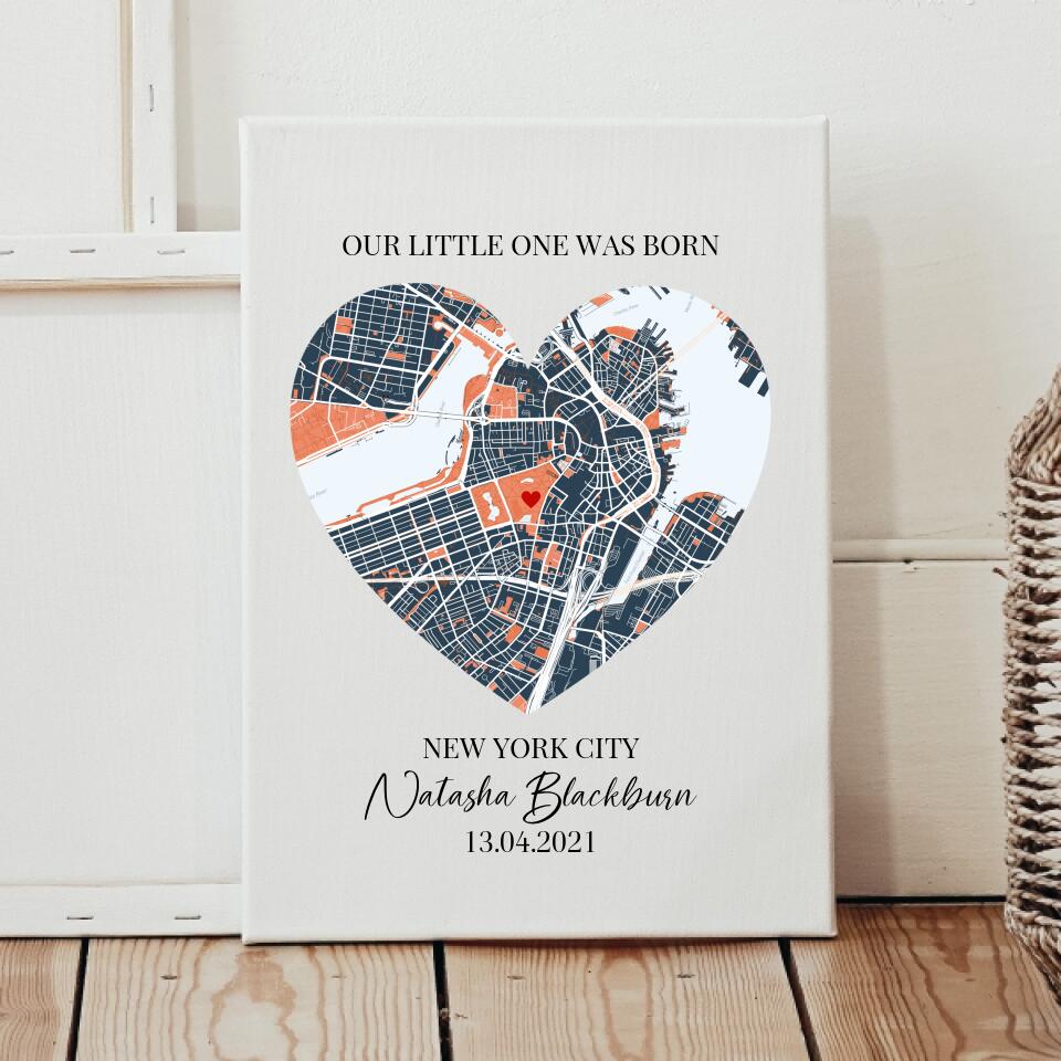 The Day You Were Born Map ( Ready To Hang Canvas) 💖