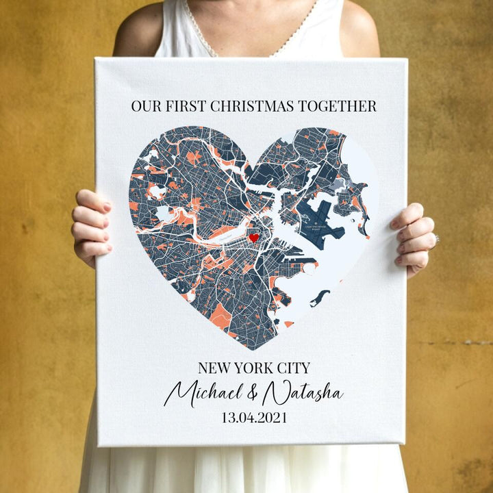 Our First Christmas Together Map Canvas