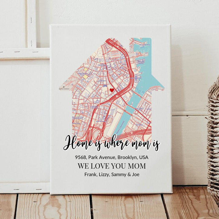 Personalised Map Canvas for Mother's Day ~ Home Is Where Mom Is ❤️