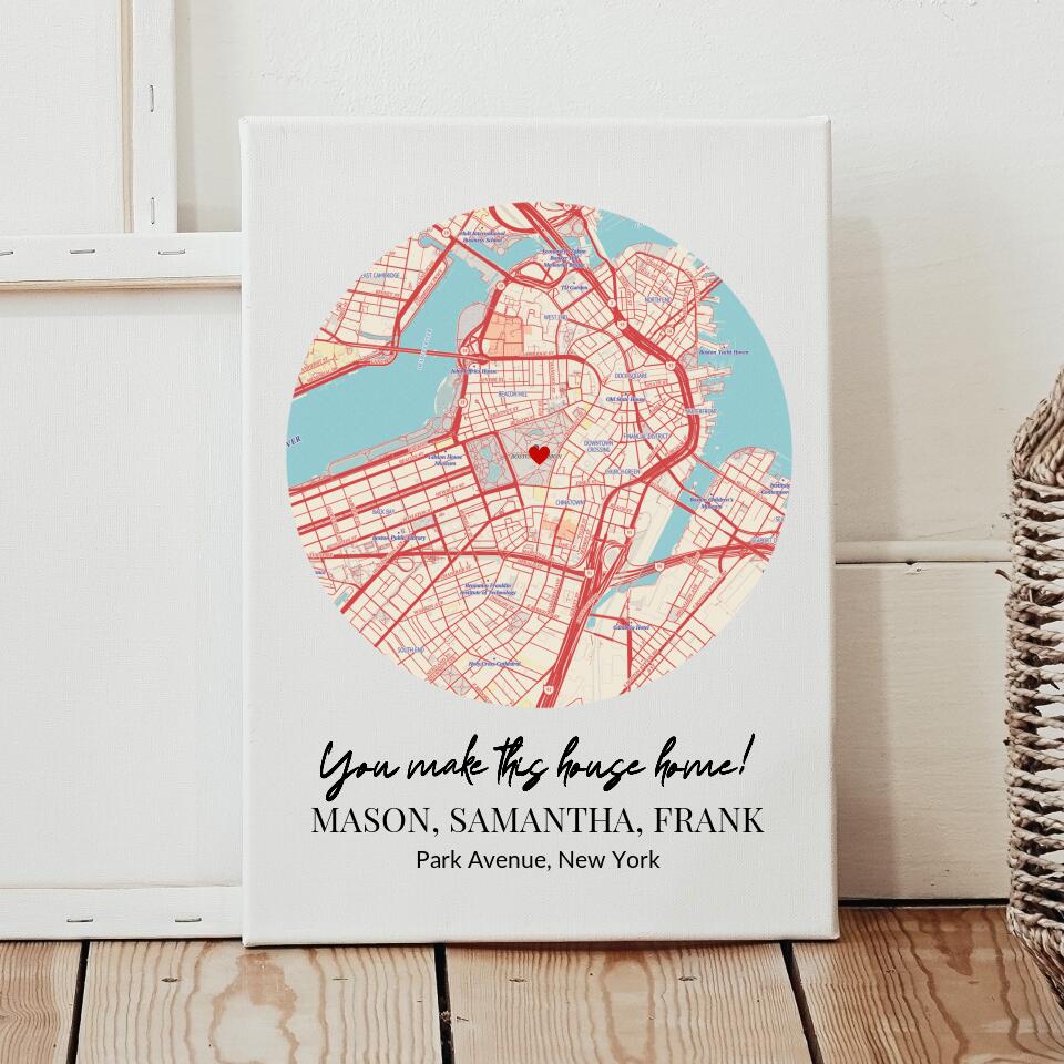 Personalized Map Canvas For Mother's Day ~ LOVE MOM