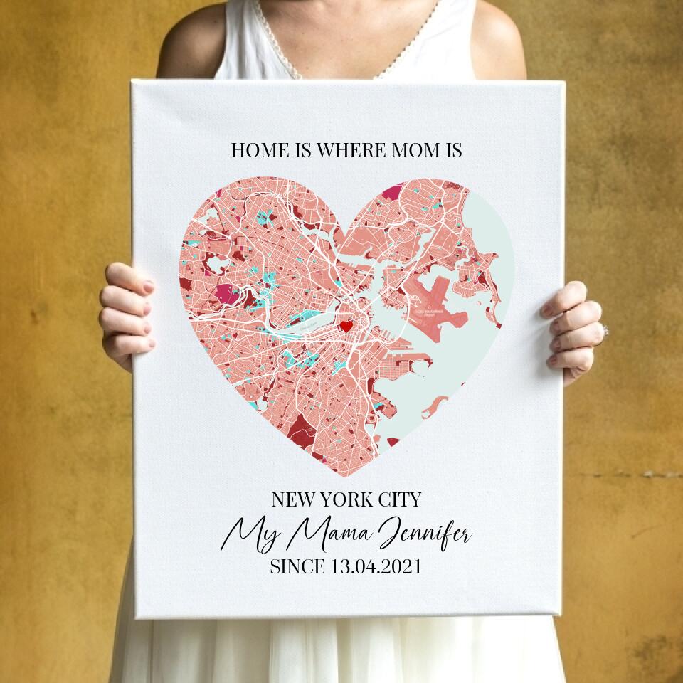 Personalized Map Heart Canvas