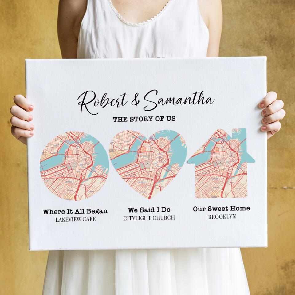 The Story Of Us Personalized Map Canvas