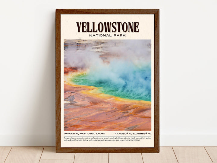 Yellowstone National Park Vintage Wall Art, Wyoming, Montana, Idaho, USA