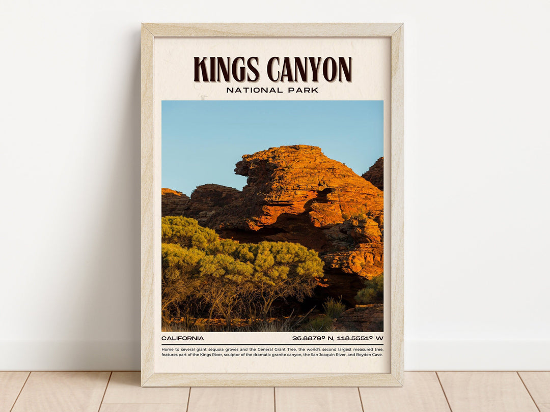 Kings Canyon National Park Retro Wall Art, California, USA