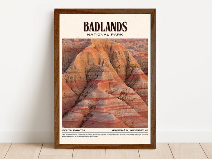 Badlands National Park Vintage Wall Art, South Dakota, USA