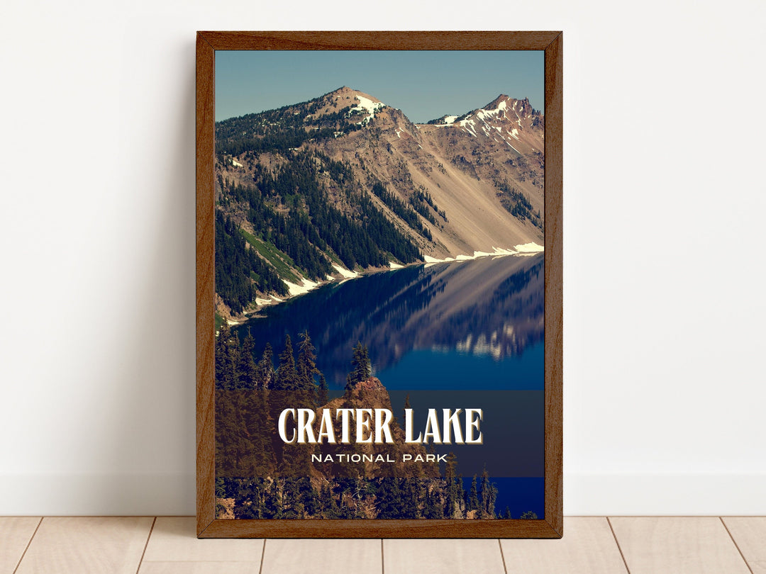 Crater Lake National Park Retro Wall Art, Oregon, USA