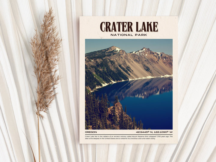 Crater Lake National Park Vintage Wall Art, Oregon, USA