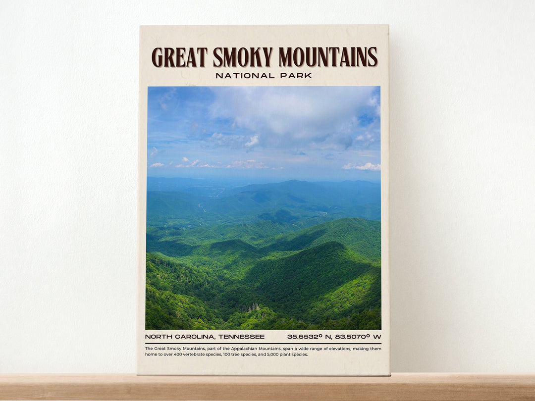 Great Smoky Mountains Vintage Wall Art, North Carolina, USA