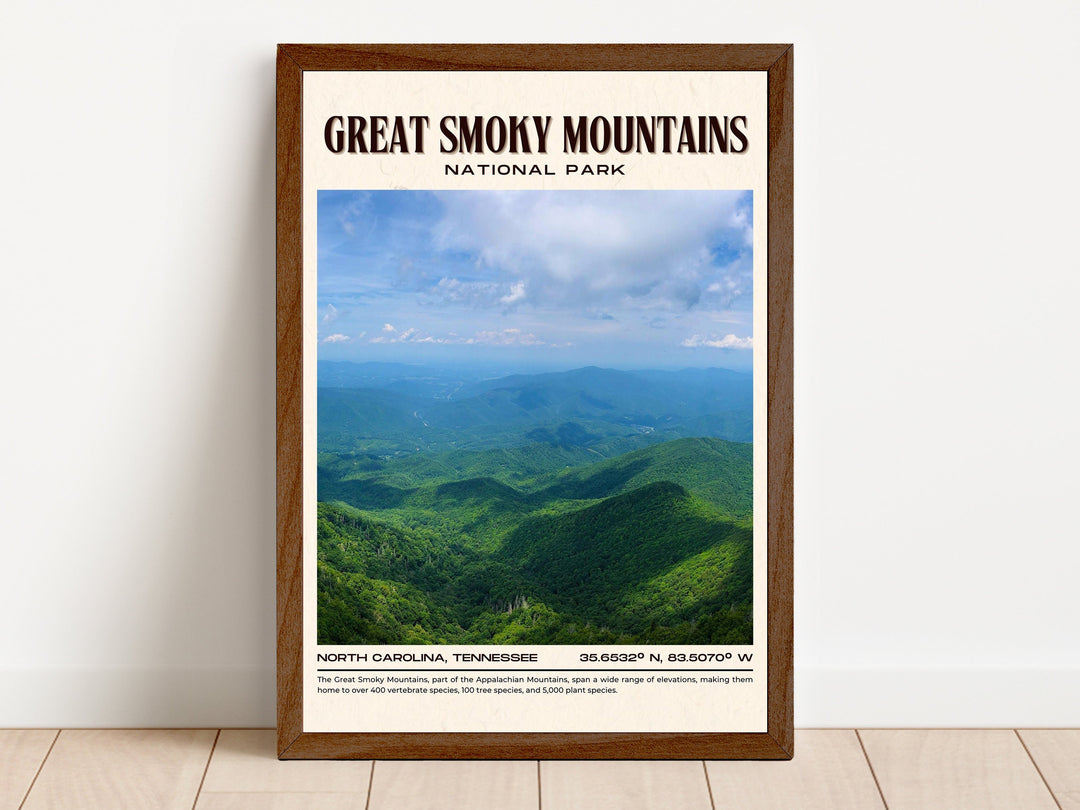 Great Smoky Mountains Vintage Wall Art, North Carolina, USA