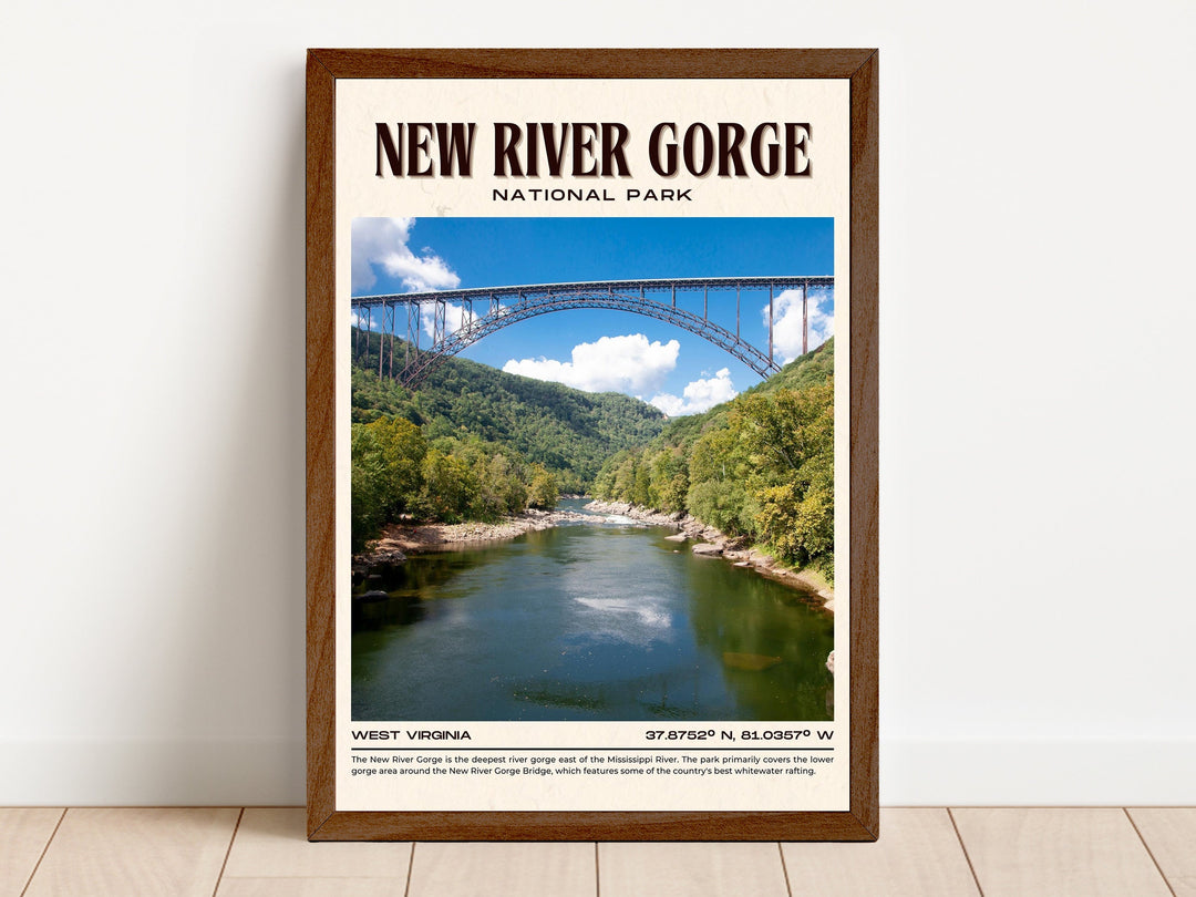 New River Gorge Vintage Wall Art, West Virginia, USA