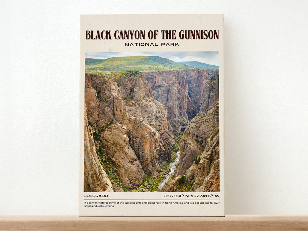 Black Canyon National Park Vintage Wall Art, Colorado, USA