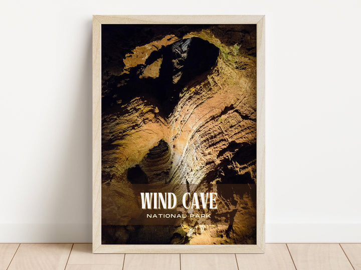 Wind Cave National Park Retro Wall Art, South Dakota, USA