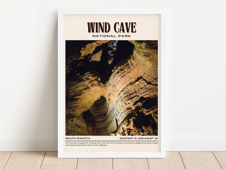 Wind Cave National Park Vintage Wall Art, South Dakota, USA
