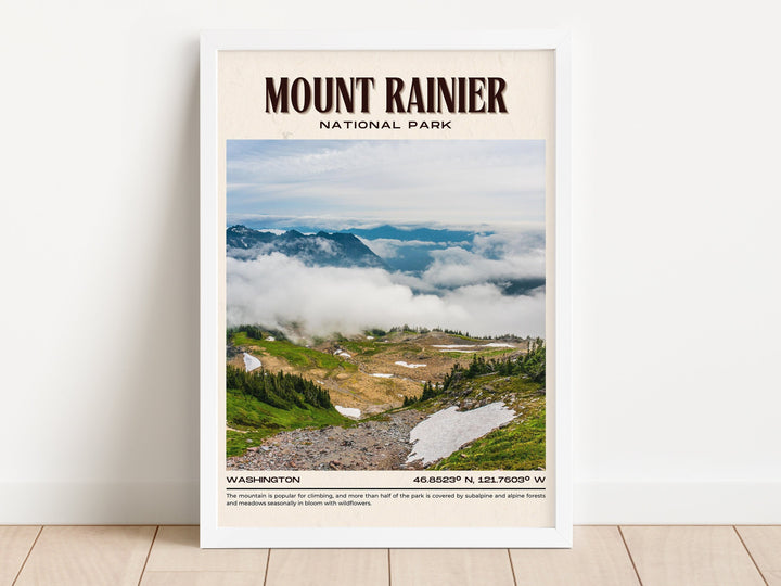 Mount Rainier Park Vintage Wall Art, Washington, USA