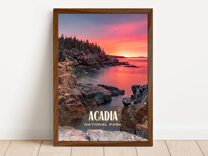 Acadia National Park Retro Wall Art, Maine, USA