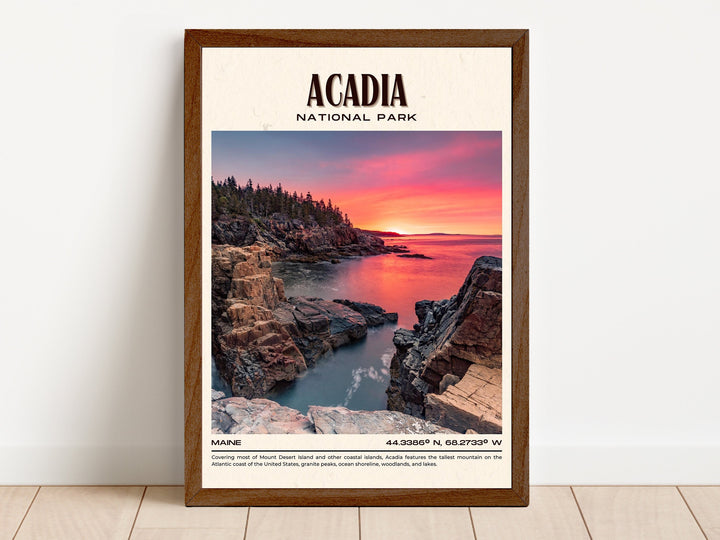 Acadia National Park Vintage Wall Art, Maine, USA