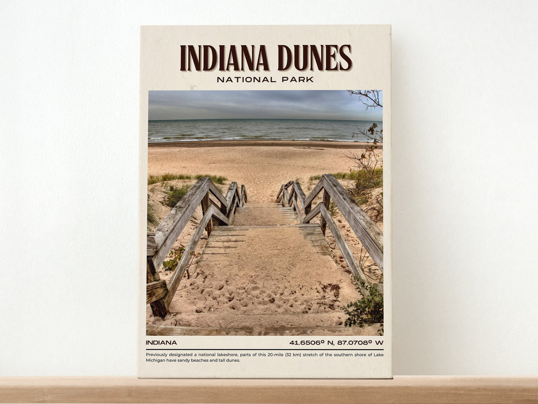 Indiana Dunes Vintage Wall Art, Indiana, USA