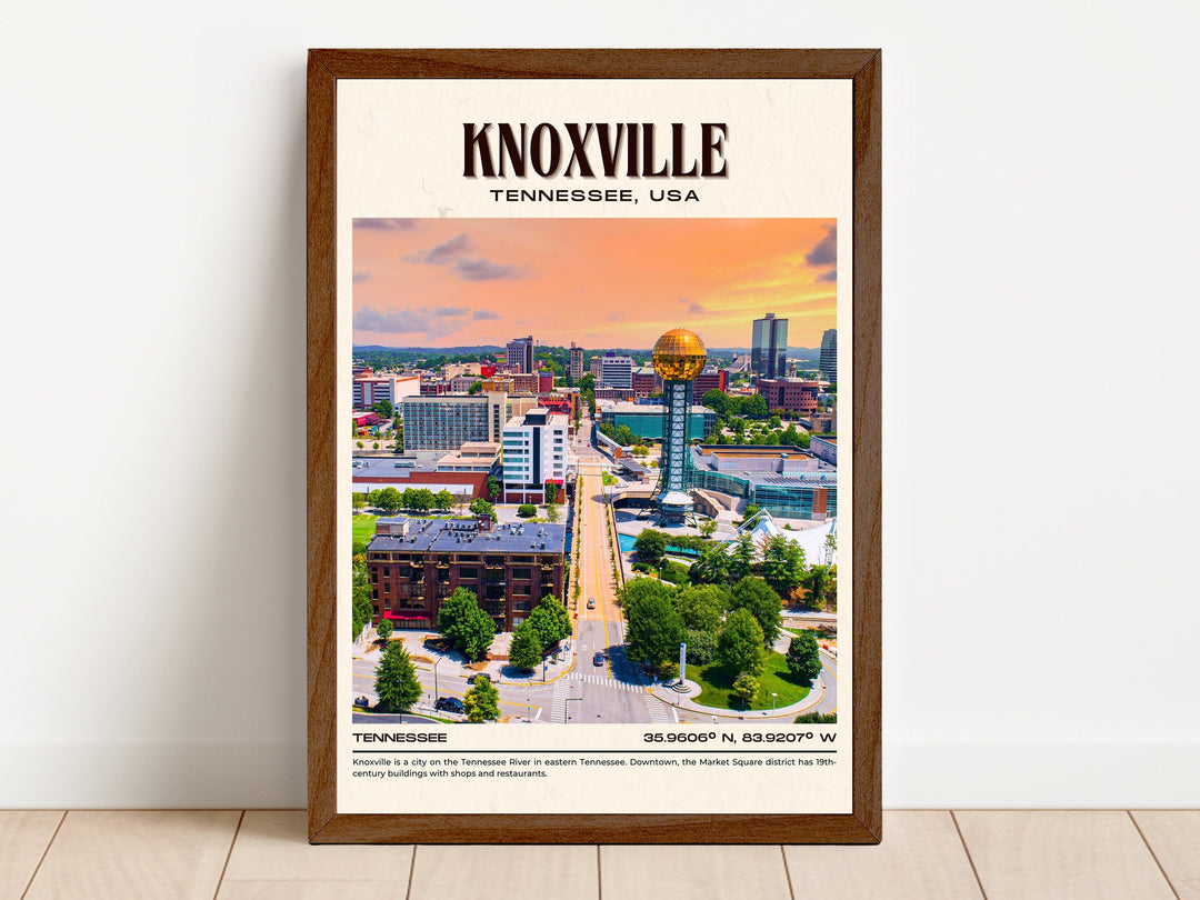 Knoxville Vintage Wall Art, Tennessee, USA