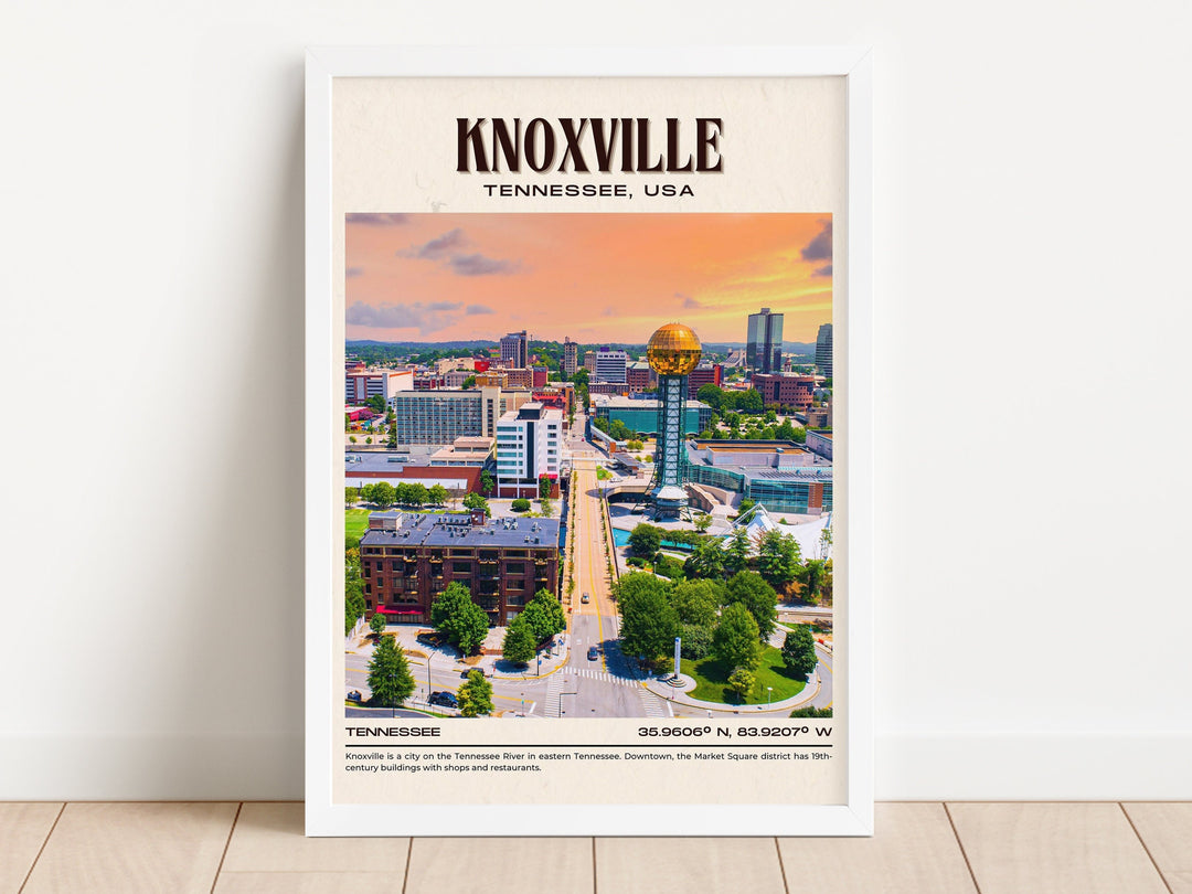 Knoxville Vintage Wall Art, Tennessee, USA