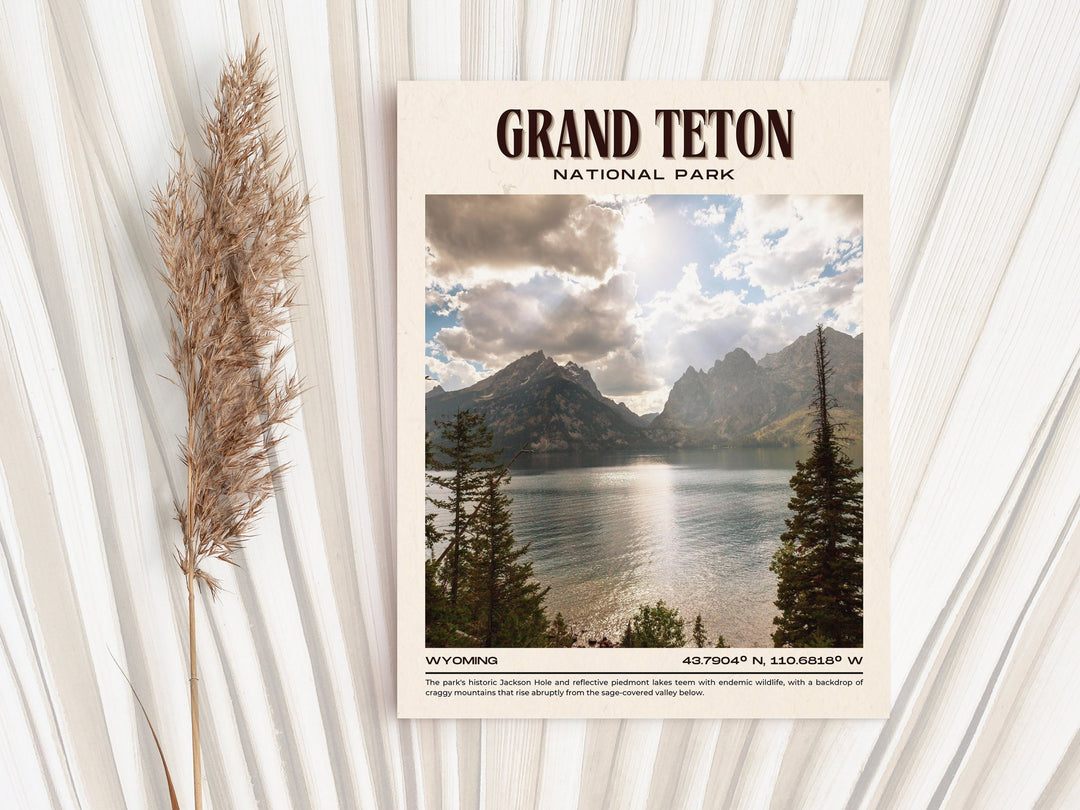 Grand Teton National Park Vintage Wall Art, Wyoming, USA