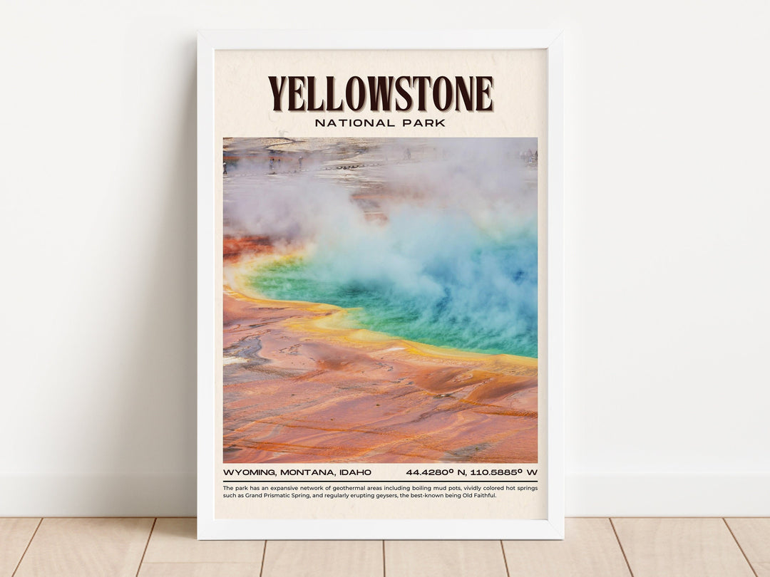 Yellowstone National Park Vintage Wall Art, Wyoming, Montana, Idaho, USA