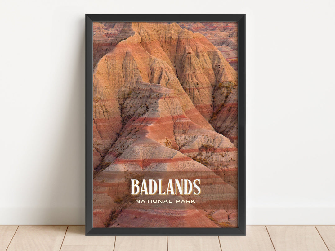Badlands National Park Retro Wall Art, South Dakota, USA