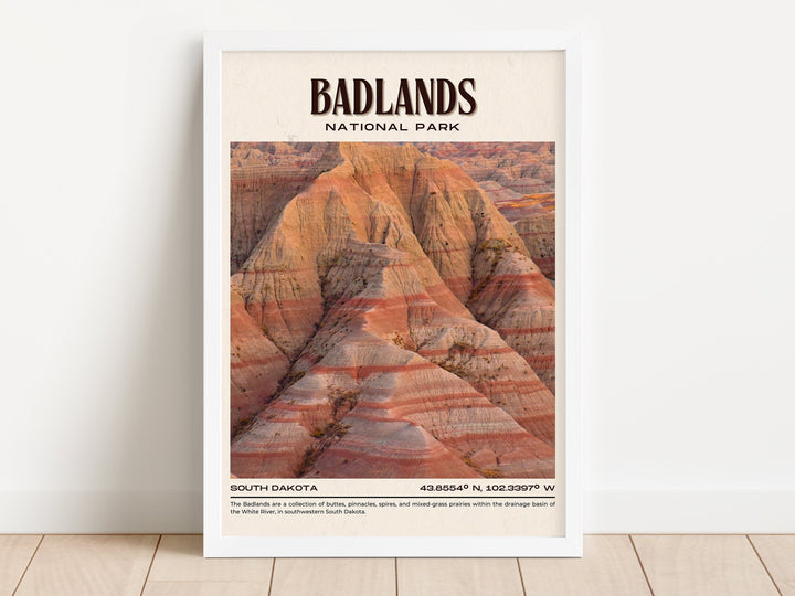 Badlands National Park Vintage Wall Art, South Dakota, USA