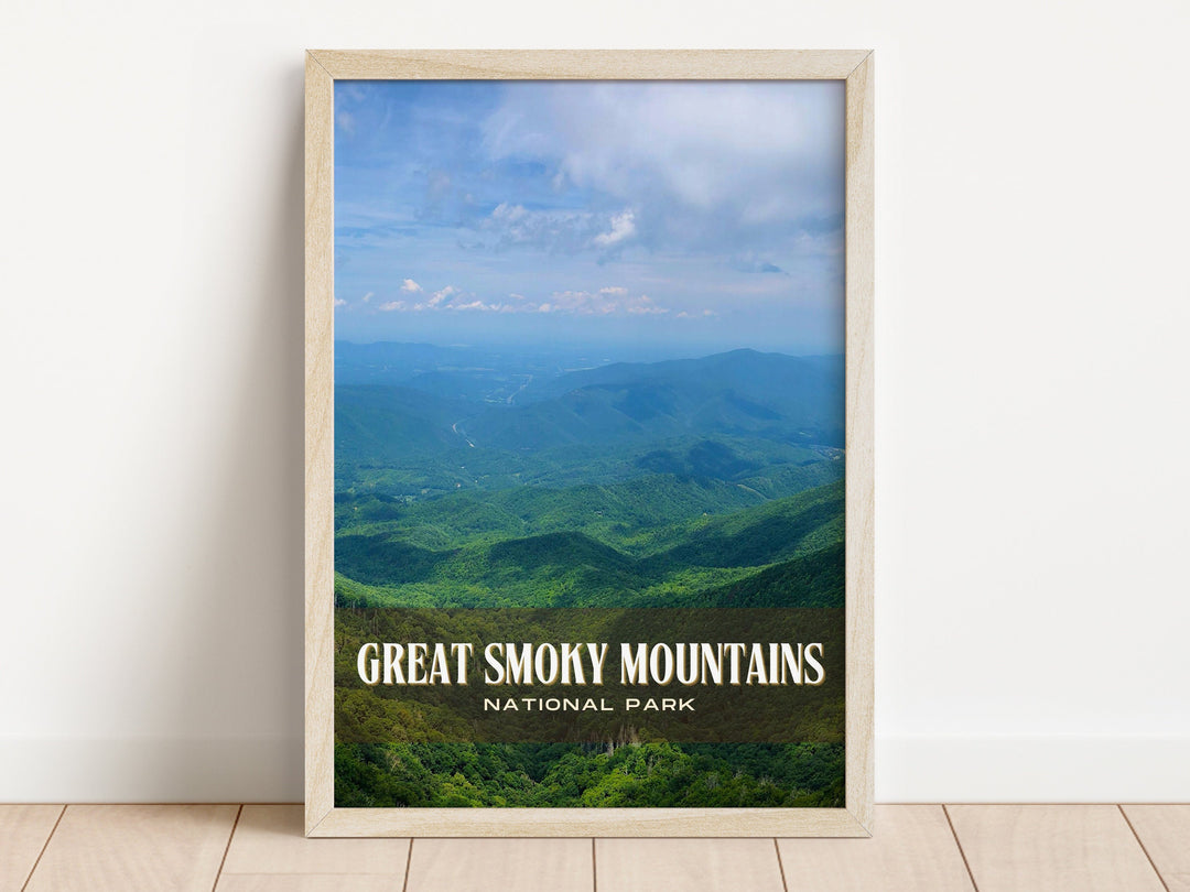 Great Smoky Mountains Retro Wall Art, North Carolina, USA