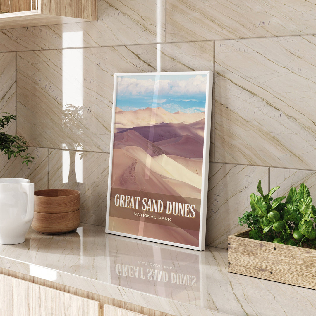 Great Sand Dunes Retro Wall Art, Colorado, USA