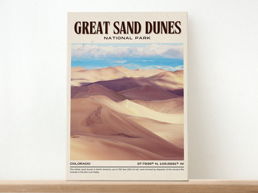 Great Sand Dunes Vintage Wall Art, Colorado, USA