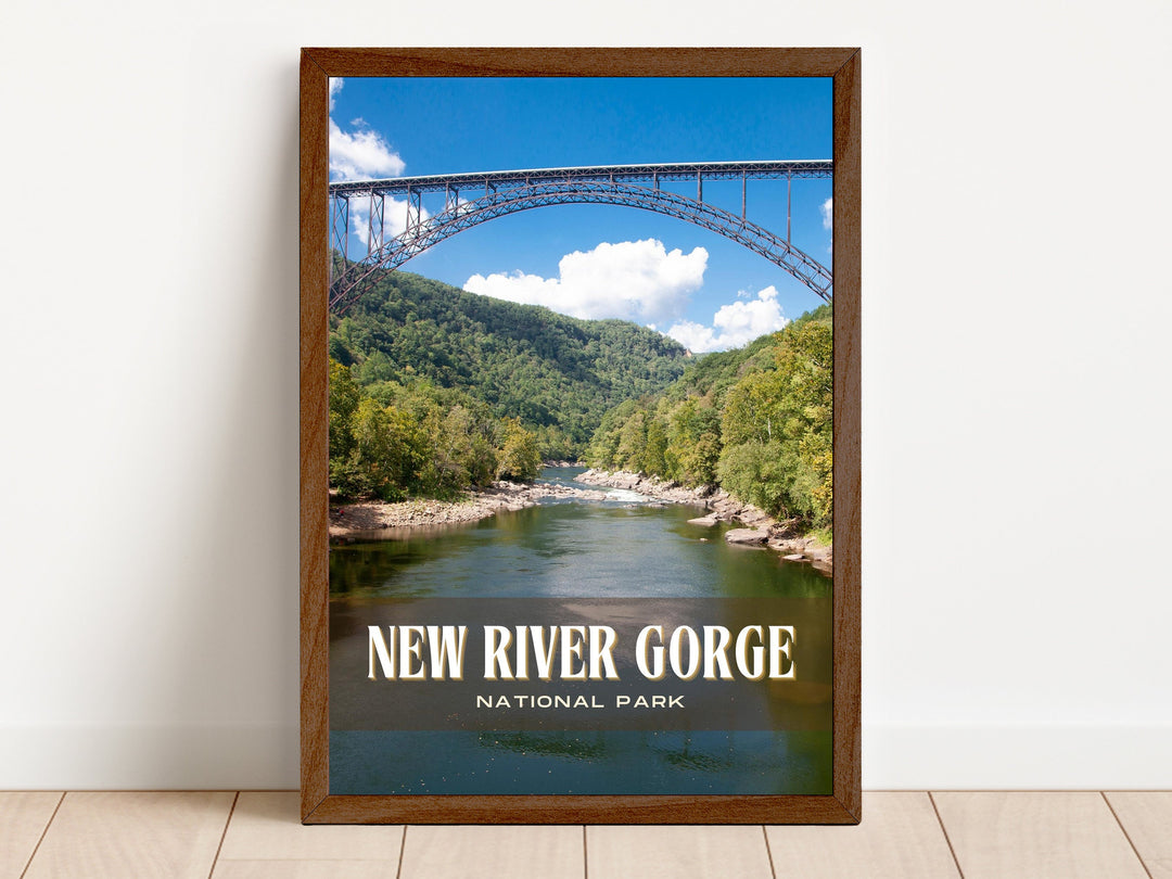 New River Gorge Retro Wall Art, West Virginia, USA