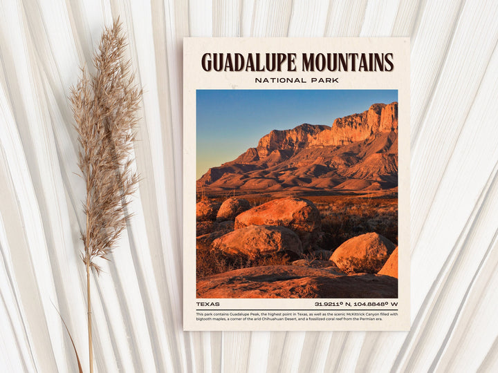 Guadalupe Mountains Vintage Wall Art, Texas, USA