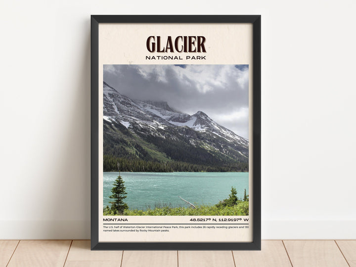 Glacier National Park Vintage Wall Art, Montana, USA
