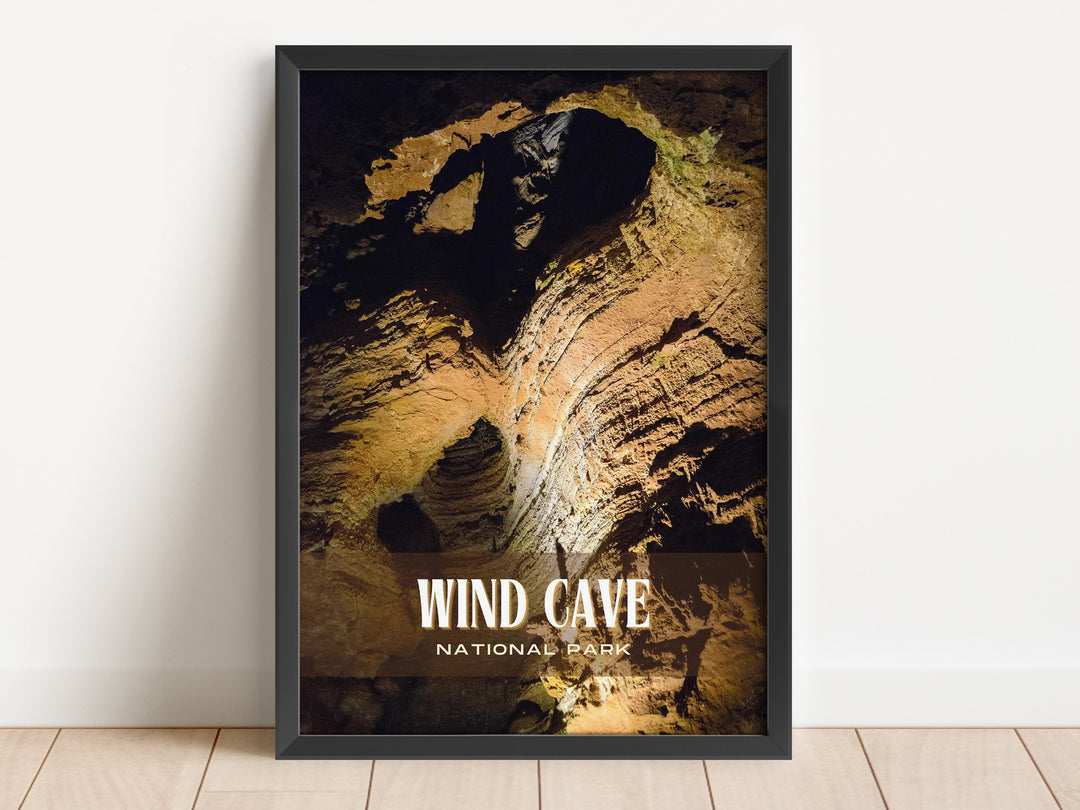 Wind Cave National Park Retro Wall Art, South Dakota, USA