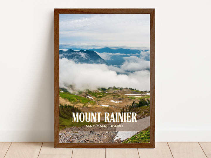 Mount Rainier Park Retro Wall Art, Washington, USA