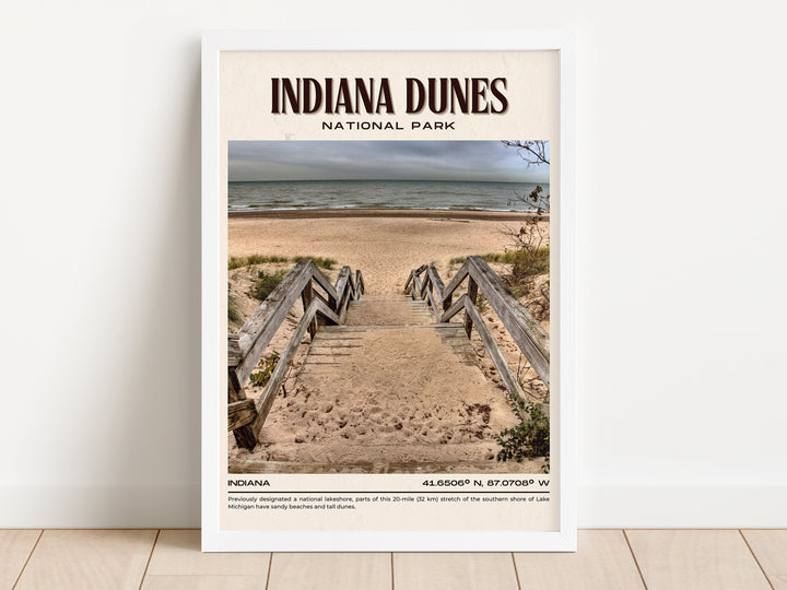 Indiana Dunes Vintage Wall Art, Indiana, USA