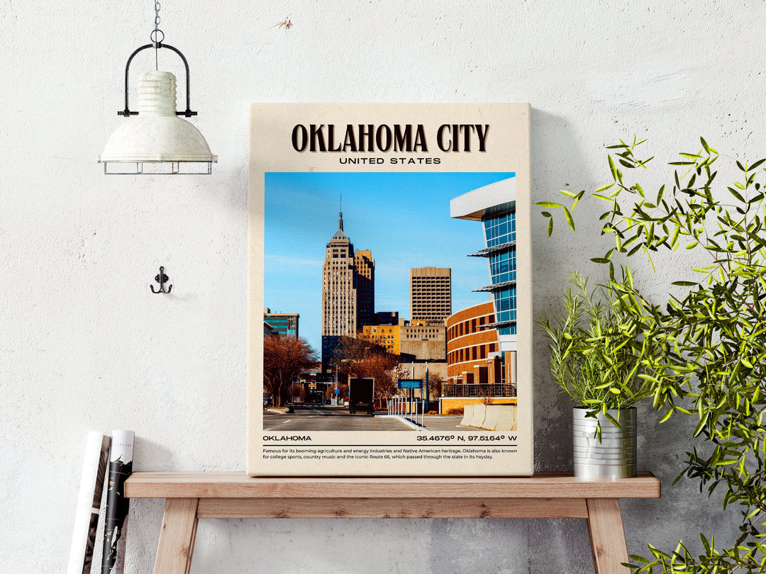 Oklahoma City Vintage Wall Art, Oklahoma, USA