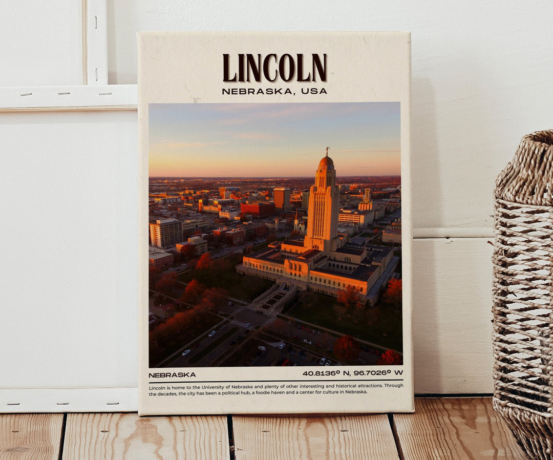 Lincoln Vintage Wall Art, Nebraska, USA