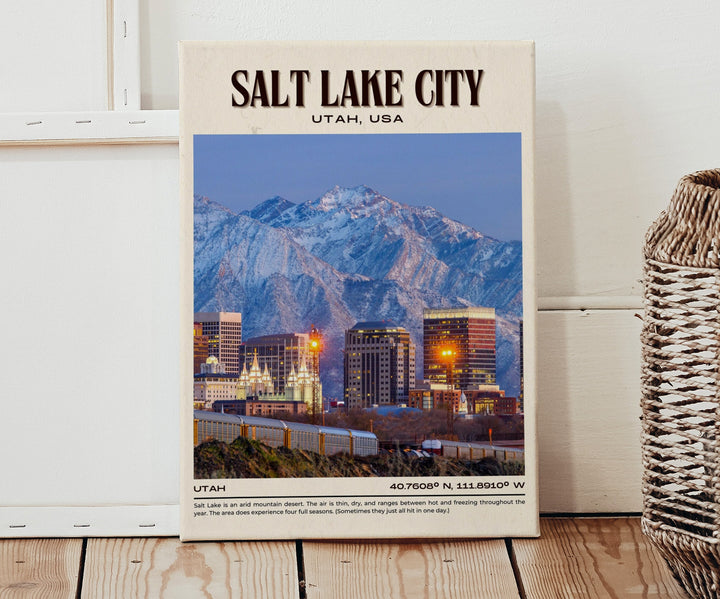 Salt Lake City Vintage Wall Art, Utah, USA