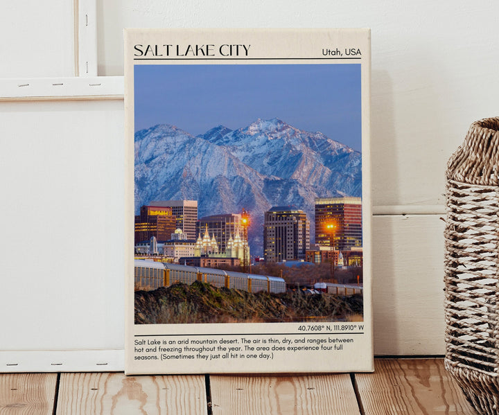 Salt Lake City Minimal Wall Art, Utah, USA