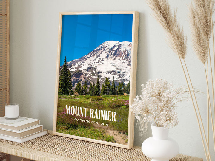 Mount Rainier Retro Wall Art, Washington, USA