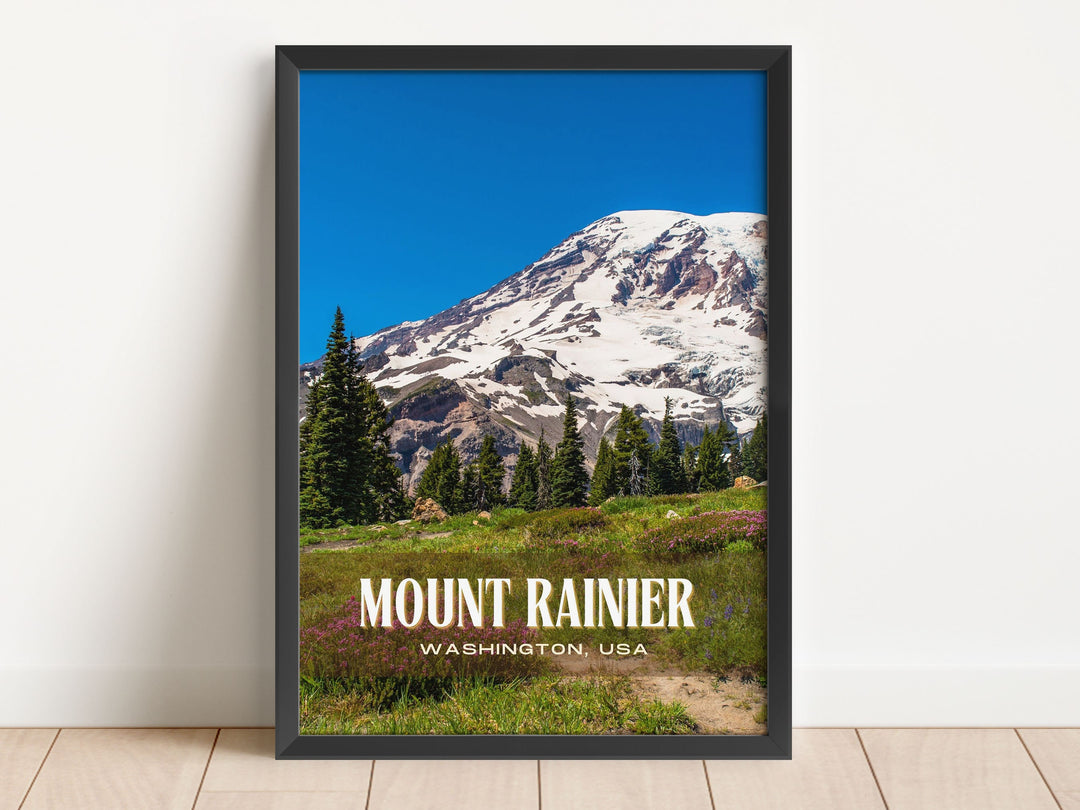 Mount Rainier Retro Wall Art, Washington, USA