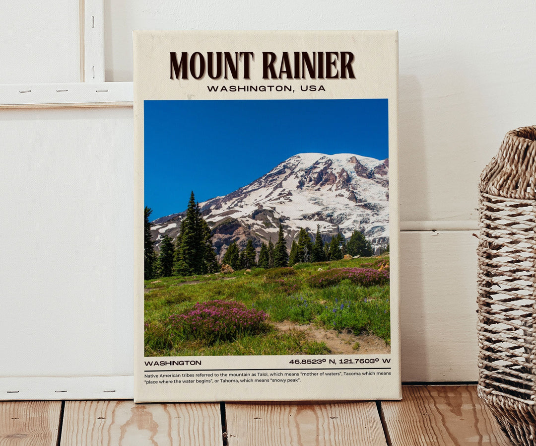 Mount Rainier Vintage Wall Art, Washington, USA