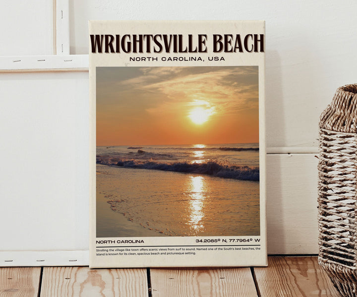 Wrightsville Beach Vintage Wall Art, North Carolina, USA