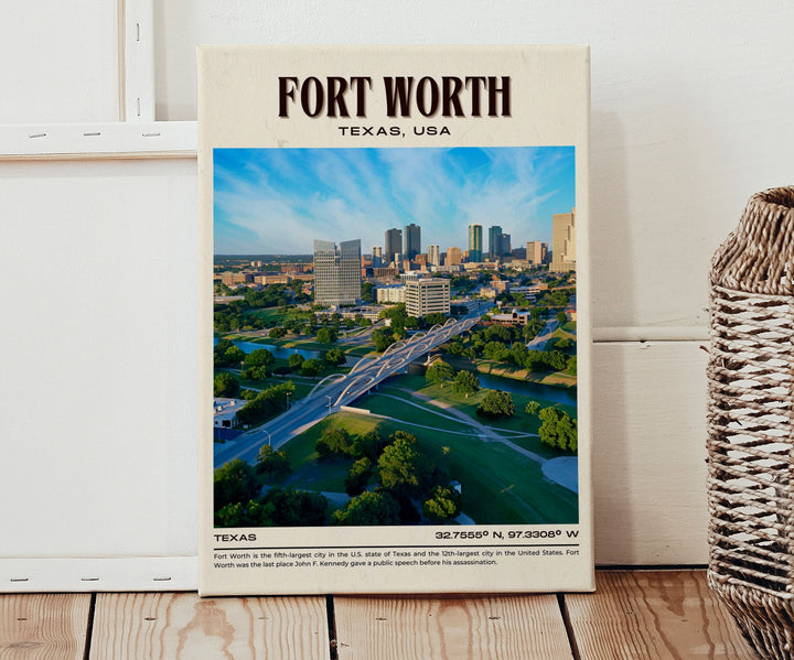 Fort Worth Vintage Wall Art, Texas, USA